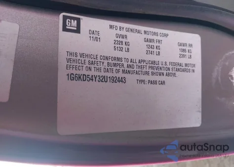 2002 Cadillac Deville Standard z USA, uszkodzony, nr VIN 1G6KD54Y32U192443